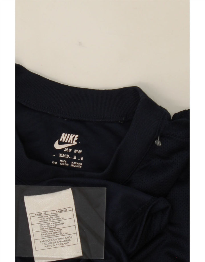 NIKE Womens T-Shirt Top UK 14/16 Large Navy Blue Polyester Vintage Nike and Second-Hand Nike from Messina Hembry 