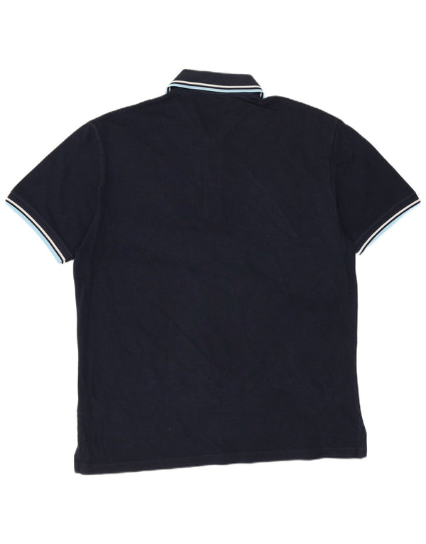 FRED PERRY Mens Polo Shirt Medium Navy Blue Cotton