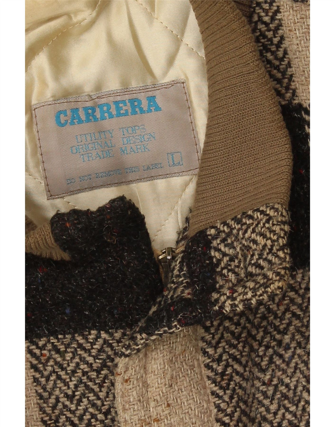 Carrera Mens Military Bomber Jacket UK 40 Large Brown Gingham