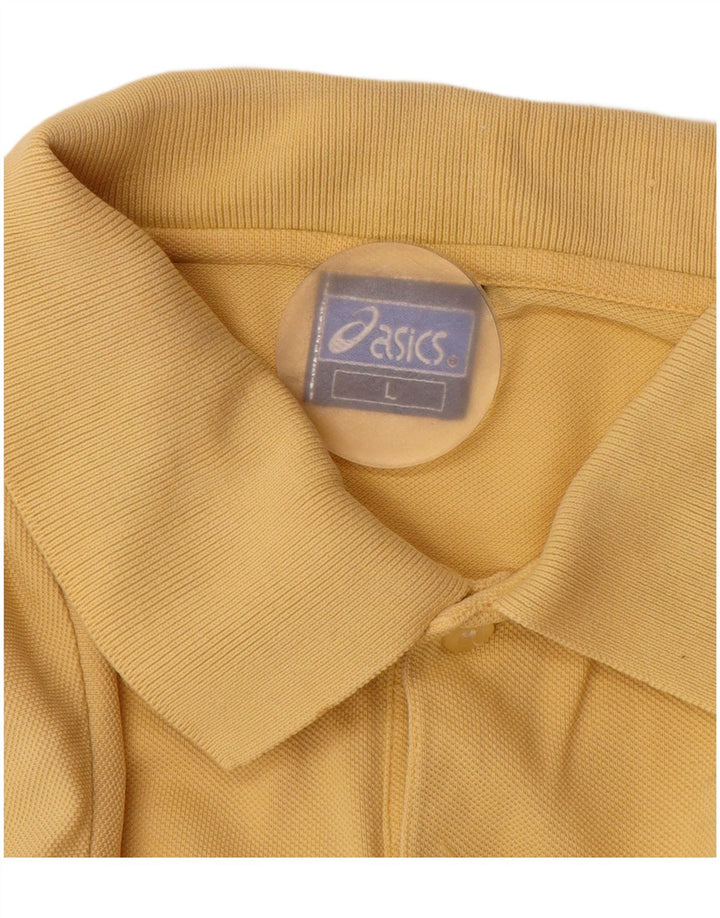 Asics Mens Polo Shirt Large Yellow Cotton