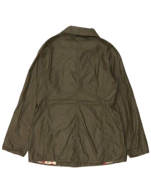Barbour Womens Waxed Cotton Jacket UK 10 Small Khaki