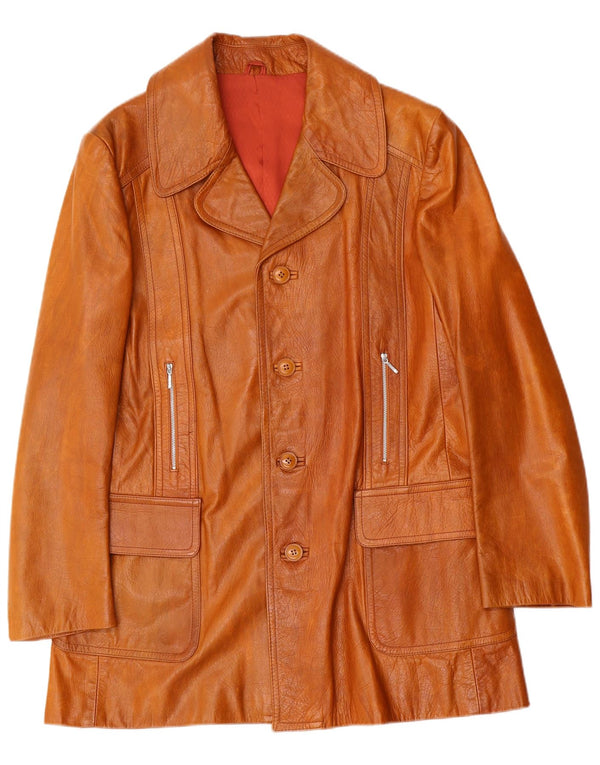 Vintage Mens Leather Jacket UK 38 Medium Brown