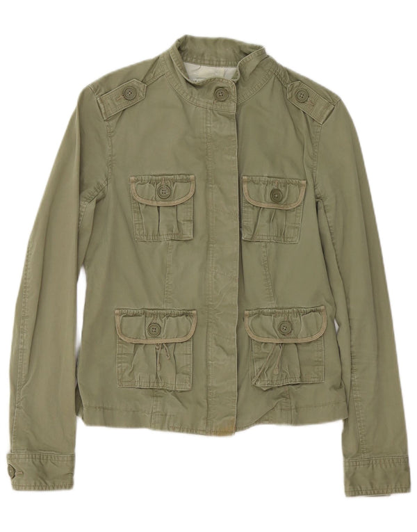 Tommy Hilfiger Womens Military Jacket UK 6 XS Khaki Cotton