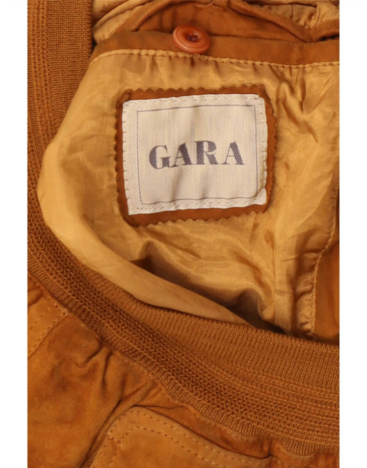 Gara Mens Suede Bomber Jacket IT 48 Medium Beige Leather