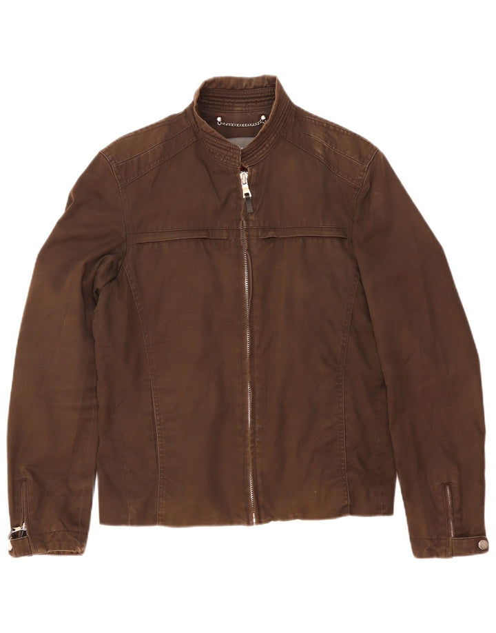 Zara Mens Bomber Jacket UK 36 Small Brown Cotton