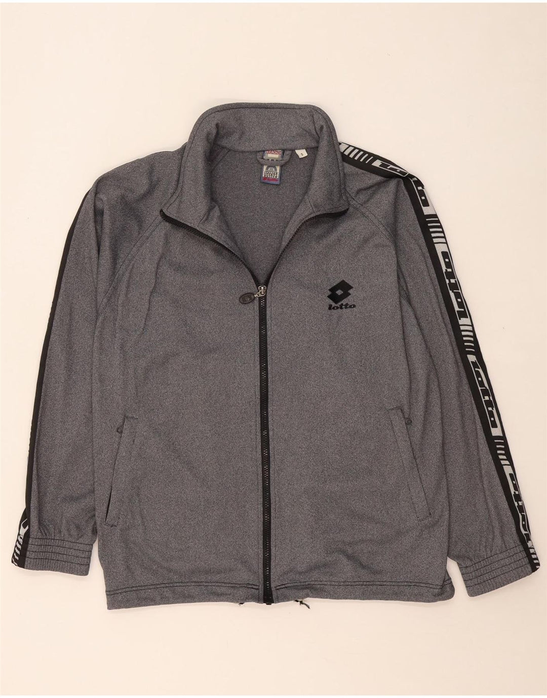 LOTTO Mens Graphic Tracksuit Top Jacket Small Grey Flecked Polyester