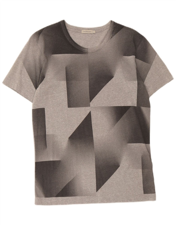 Calvin Klein Jeans Womens Graphic T-Shirt Top Medium Grey Geometric