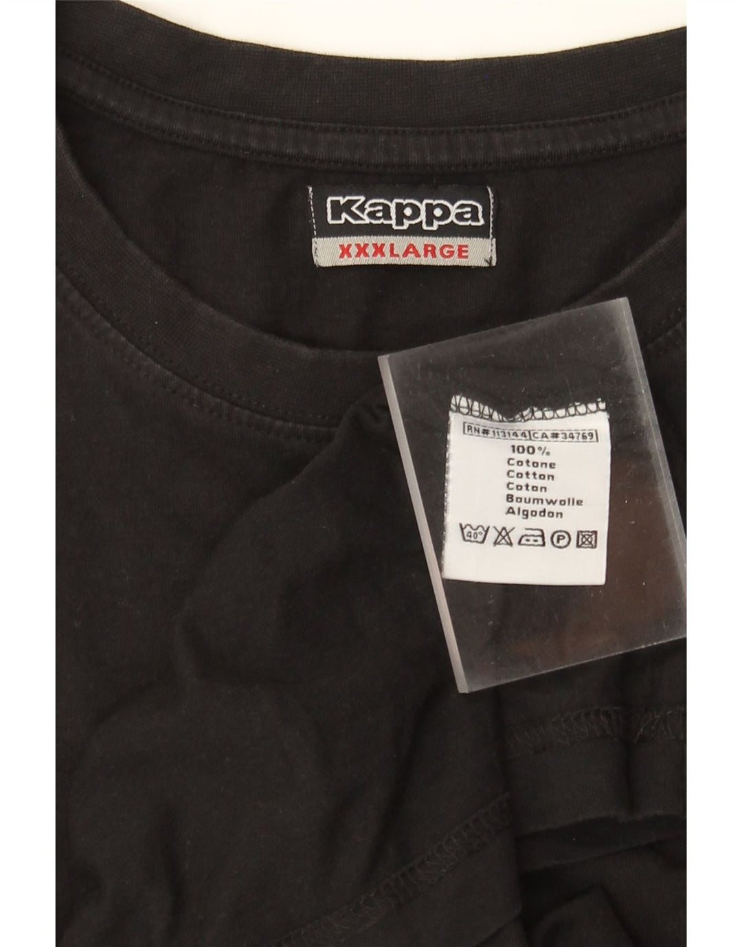 Kappa Mens T-Shirt Top 3XL Black Cotton