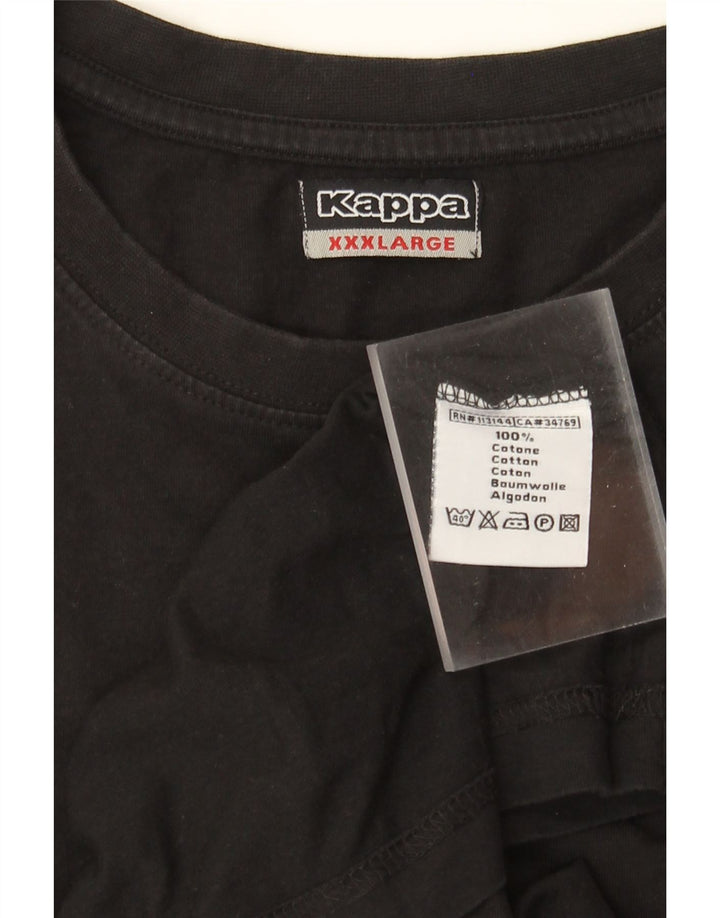 Kappa Mens T-Shirt Top 3XL Black Cotton