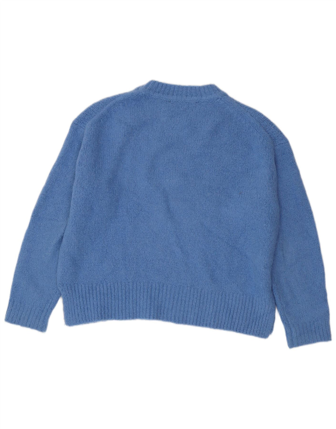 Zara Womens Oversized Crew Neck Jumper Sweater UK 14 Medium Blue Acrylic