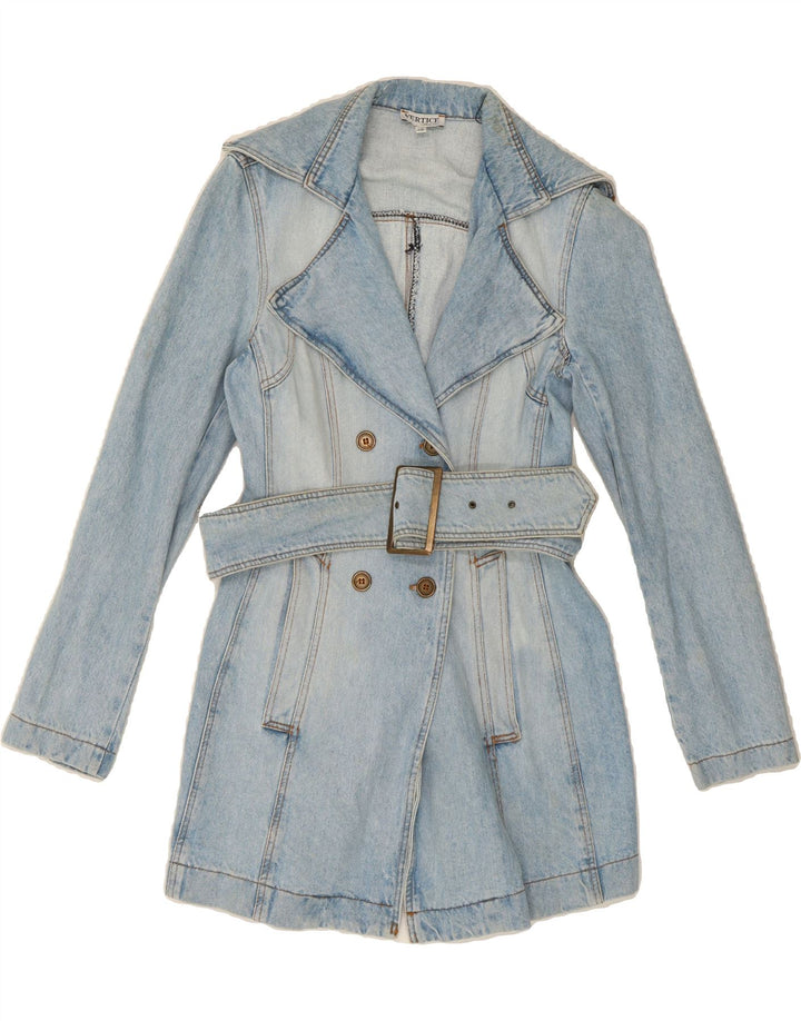 VERTICE Womens Double Breasted Denim Coat IT 42 Medium Blue Cotton Vintage Vertice and Second-Hand Vertice from Messina Hembry 