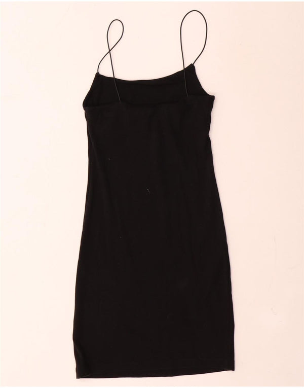 Zara Womens Slip Dress UK 12 Medium Black Cotton