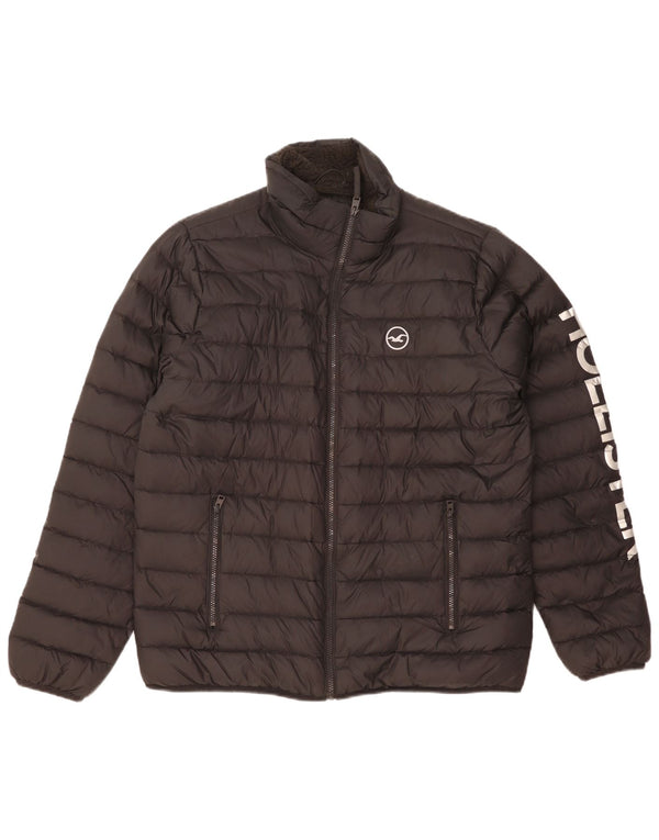 Hollister Mens Graphic Padded Jacket UK 40 Large Black
