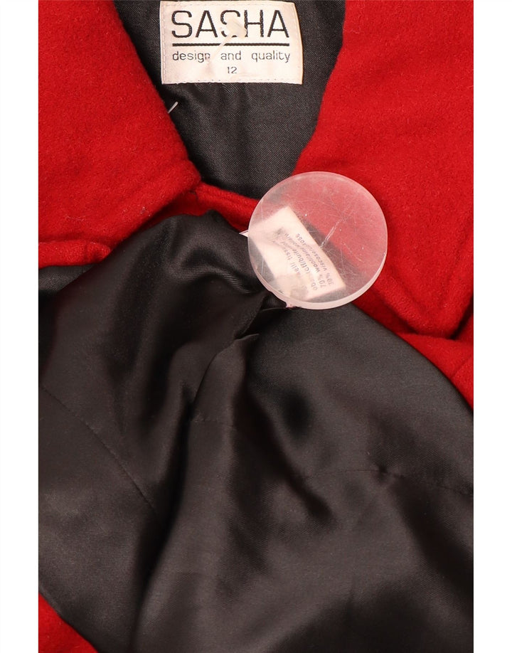 SASHA Womens Double Breasted Coat UK 12 Medium  Red Wool