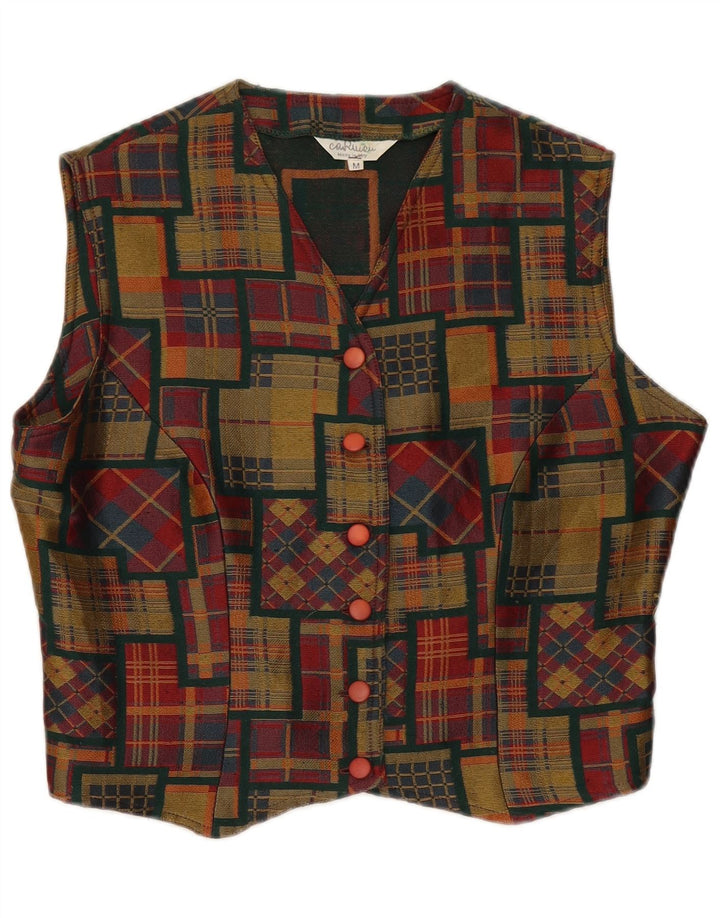Vintage Womens Crop Waistcoat UK 14 Medium Multicoloured Patchwork