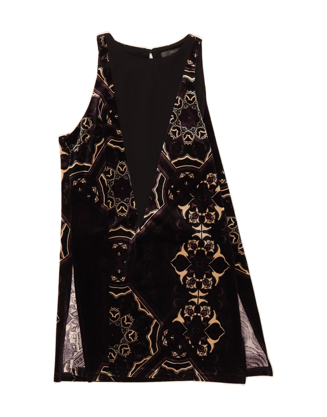 NEXT Womens Velvet Strapless Tunic Top UK 10 Small Black Floral Polyester Vintage Next and Second-Hand Next from Messina Hembry 