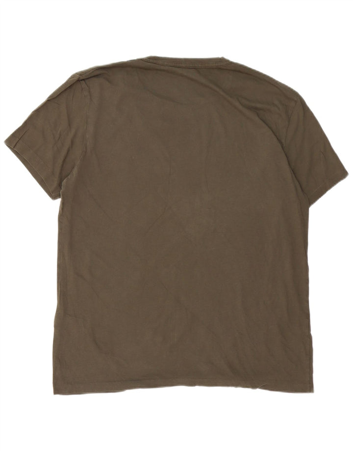 ALL SAINTS Mens T-Shirt Top Large Khaki Cotton
