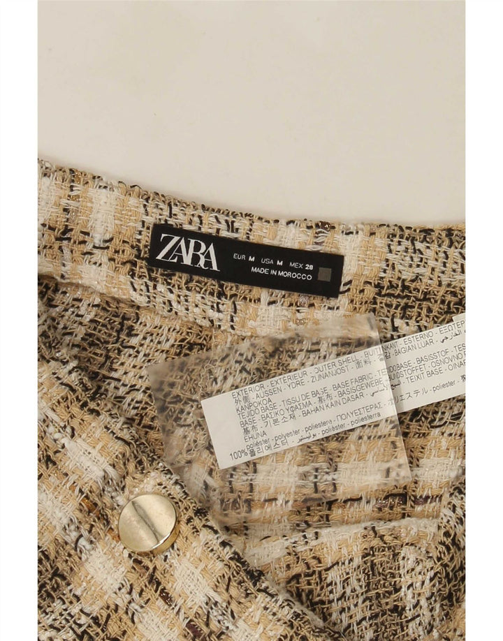 Zara Womens Casual Shorts Medium W28 Brown Check Polyester