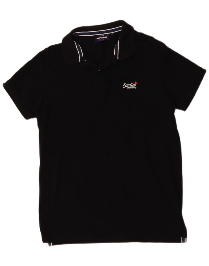 Superdry Mens Polo Shirt Medium Black Cotton