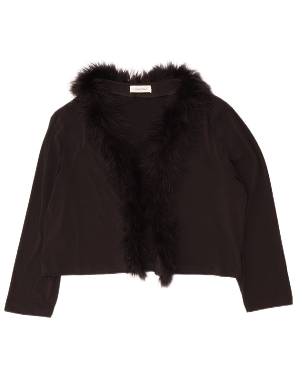 CALVIN KLEIN Womens 3/4 Sleeve Bolero Top UK 14 Large Black Polyester