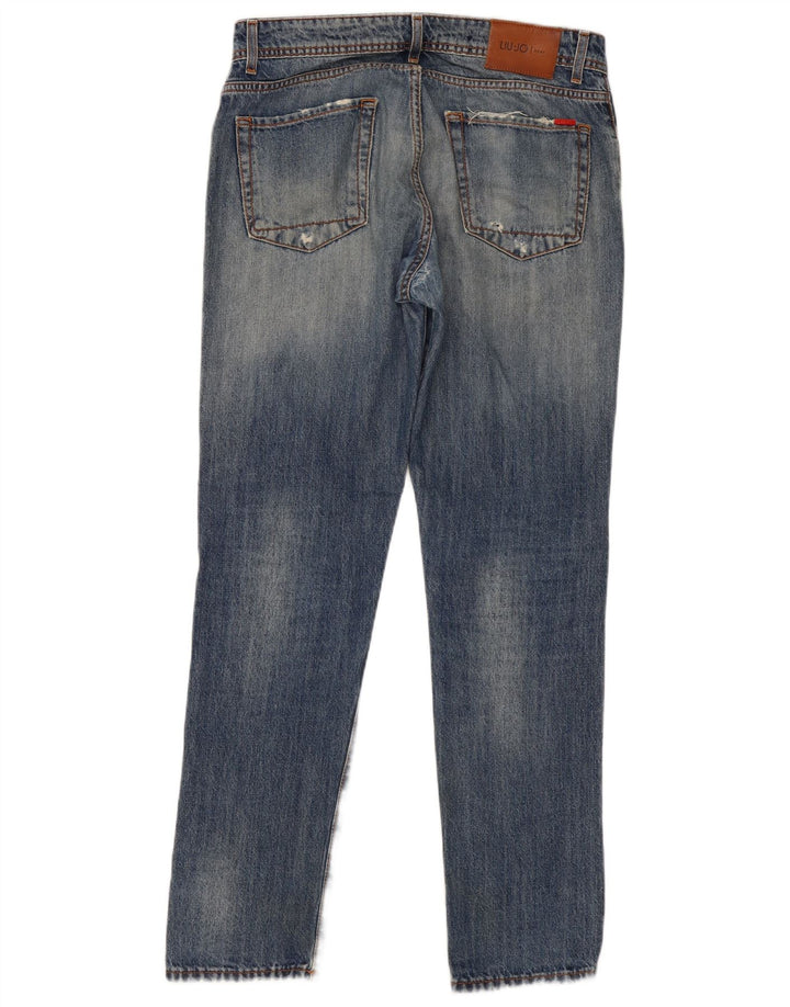 Liu Jo Mens Distressed Regular Slim Jeans W34 L32 Blue Cotton