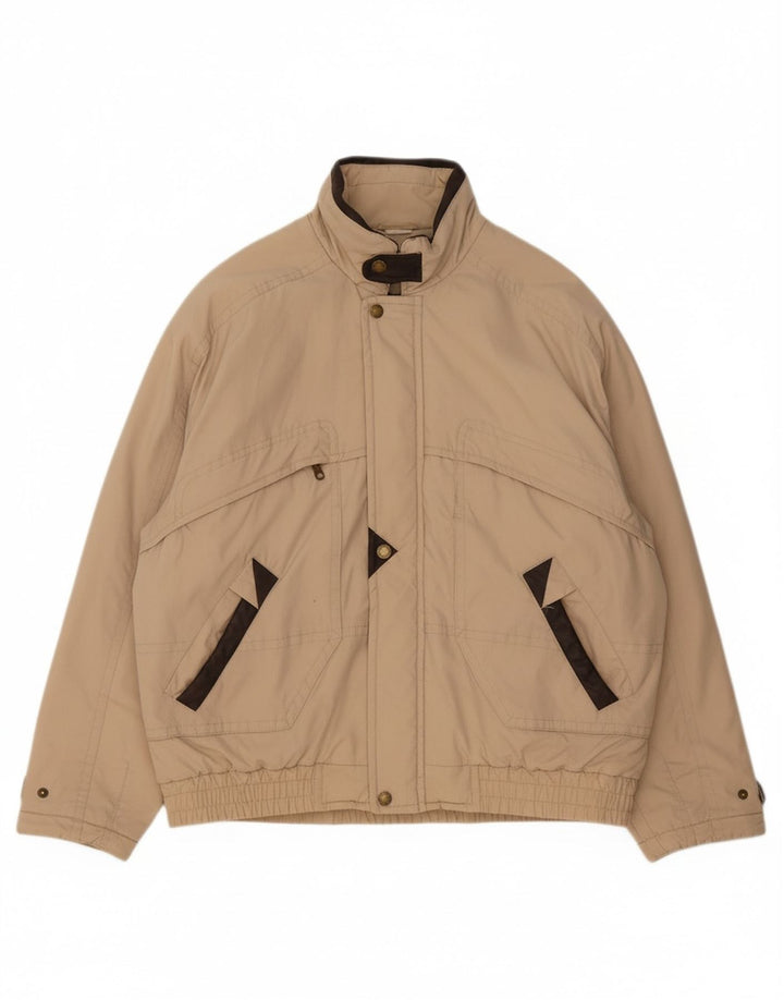 VINTAGE Mens Bomber Jacket UK 42 XL Beige Polyester