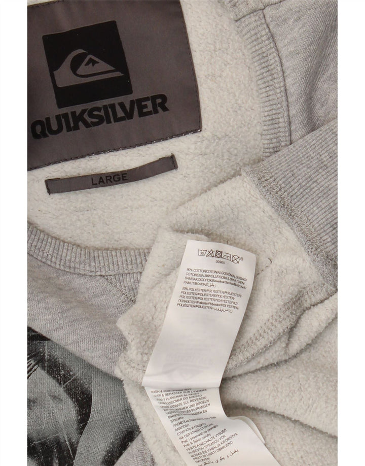 Quiksilver Mens Graphic Sweatshirt Jumper Large Grey Cotton