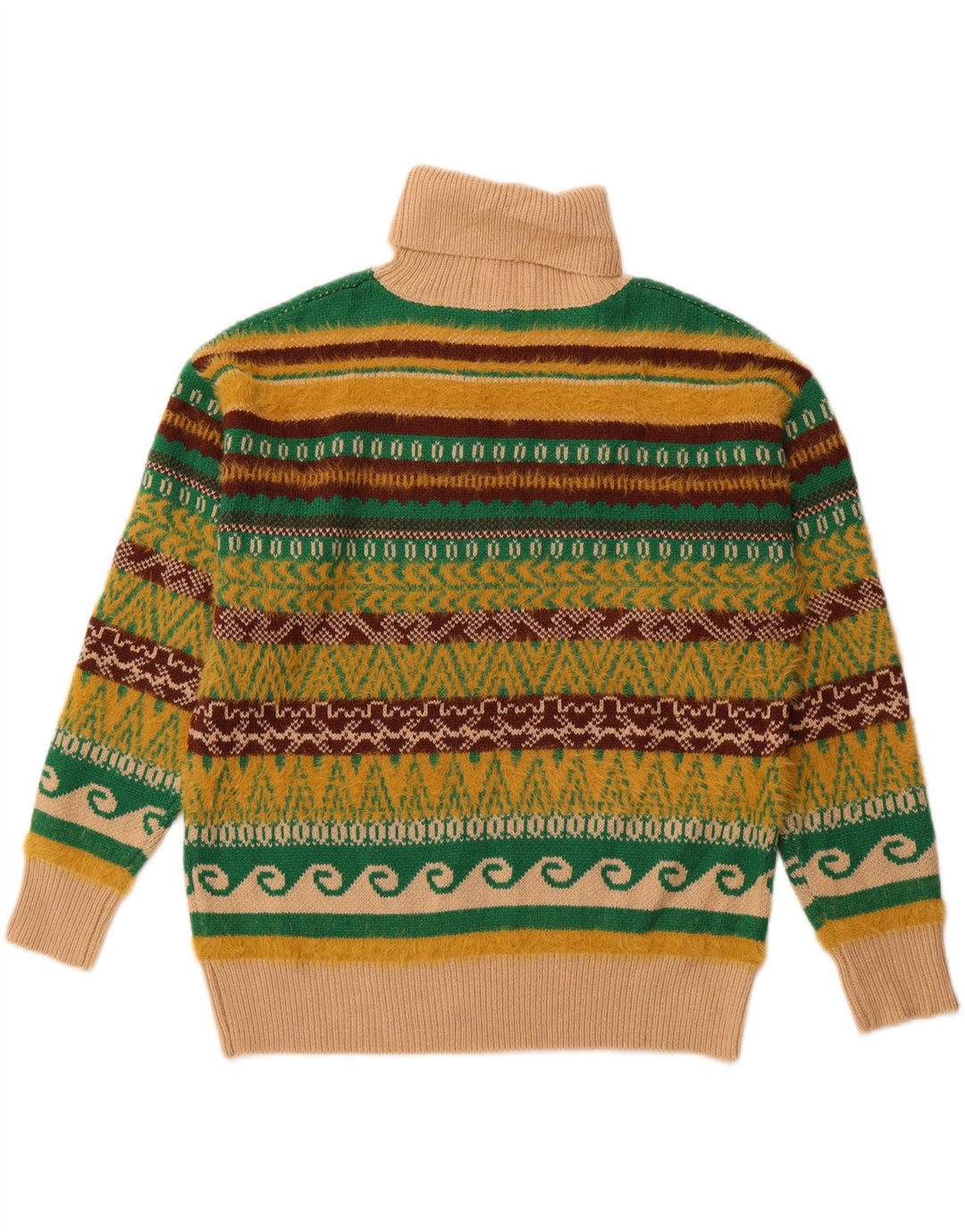 VINTAGE Mens Roll Neck Jumper Sweater Large Multicoloured Fair Isle