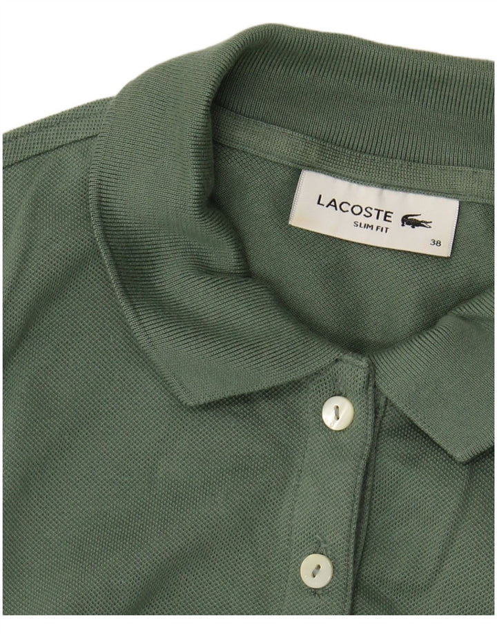 LACOSTE Womens Slim Fit Polo Shirt Size 38 Medium Khaki