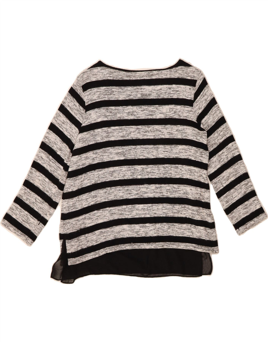 PHASE EIGHT Womens Top Long Sleeve UK 10 Small Grey Striped Viscose Vintage Phase Eight and Second-Hand Phase Eight from Messina Hembry 