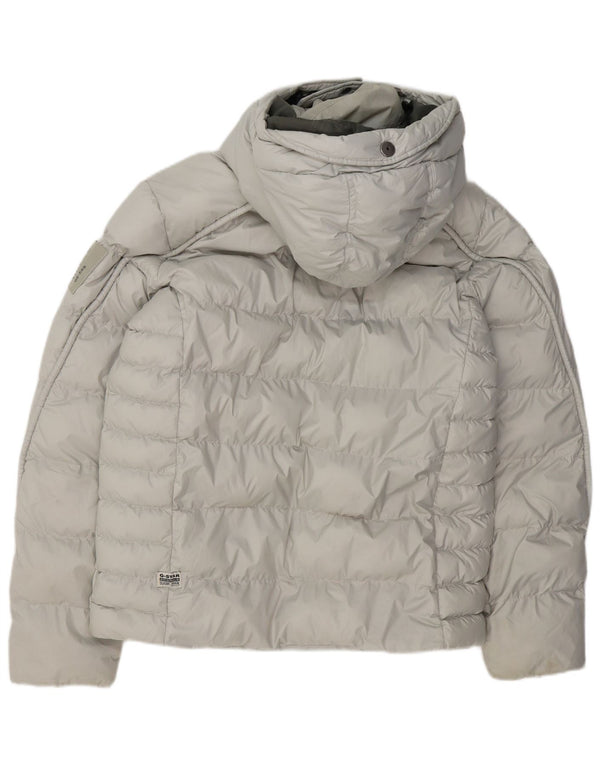 G-STAR Mens Hooded Padded Jacket UK 38 Medium Grey Polyester