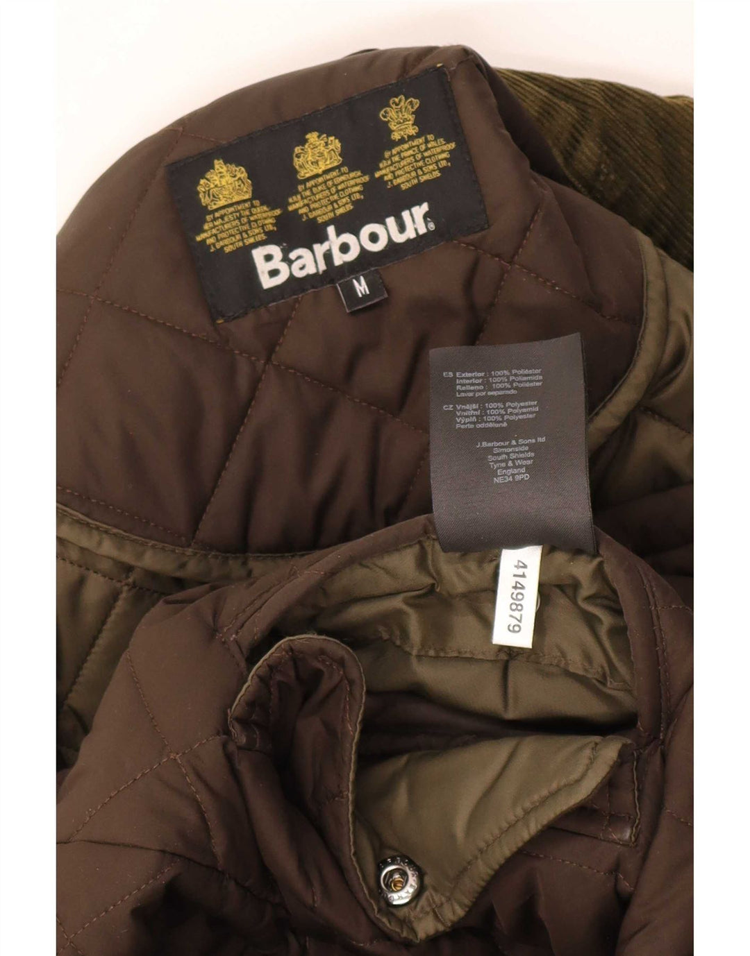 Barbour Mens Quilted Jacket UK 38 Medium Brown Polyester