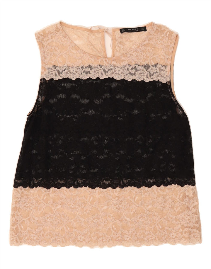 ZARA Womens Sleeveless Blouse Top UK 12 Medium Black Colourblock Vintage Zara and Second-Hand Zara from Messina Hembry 