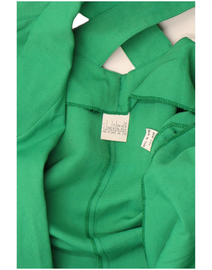 Vintage Womens Short Sleeve 1 Button Blazer Jacket UK 16 Large Green