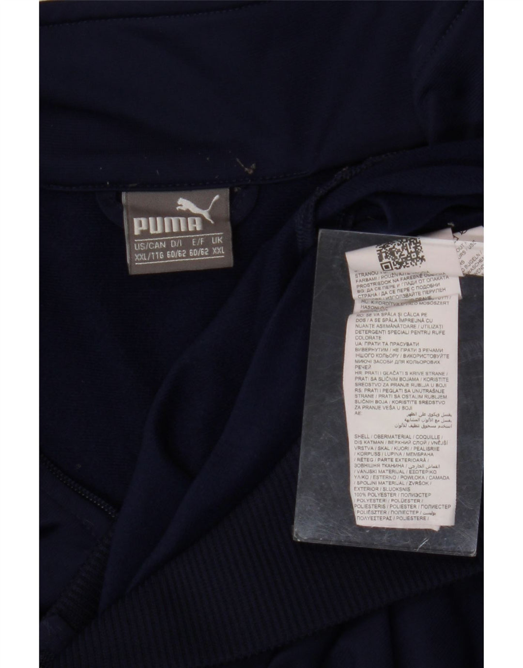 PUMA Mens Graphic Tracksuit Top Jacket 2XL Navy Blue Polyester