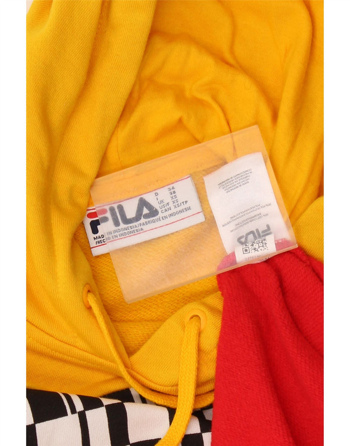 FILA Mens Graphic Hoodie Jumper XS Multicoloured Colourblock Cotton