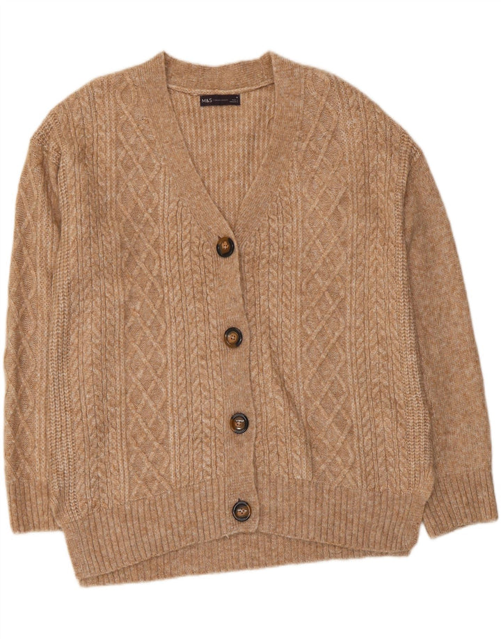 MARKS & SPENCER Womens Cardigan Sweater UK 14 Medium Beige Acrylic