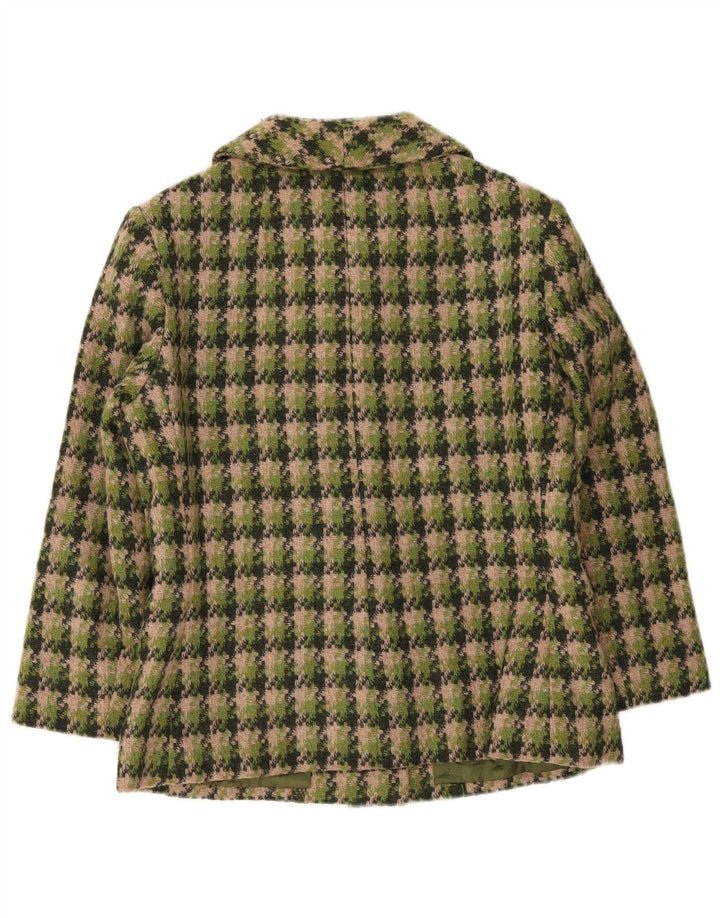 Vintage Womens 4 Button Blazer Jacket UK 14 Medium Green Check