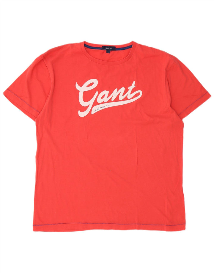 Gant Mens Graphic T-Shirt Top Large Red Cotton