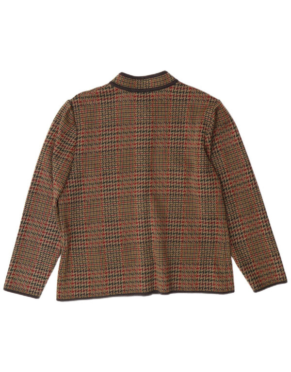 STIZZOLI Womens 6 Button Knit Blazer Jacket IT 48 XL Brown Houndstooth