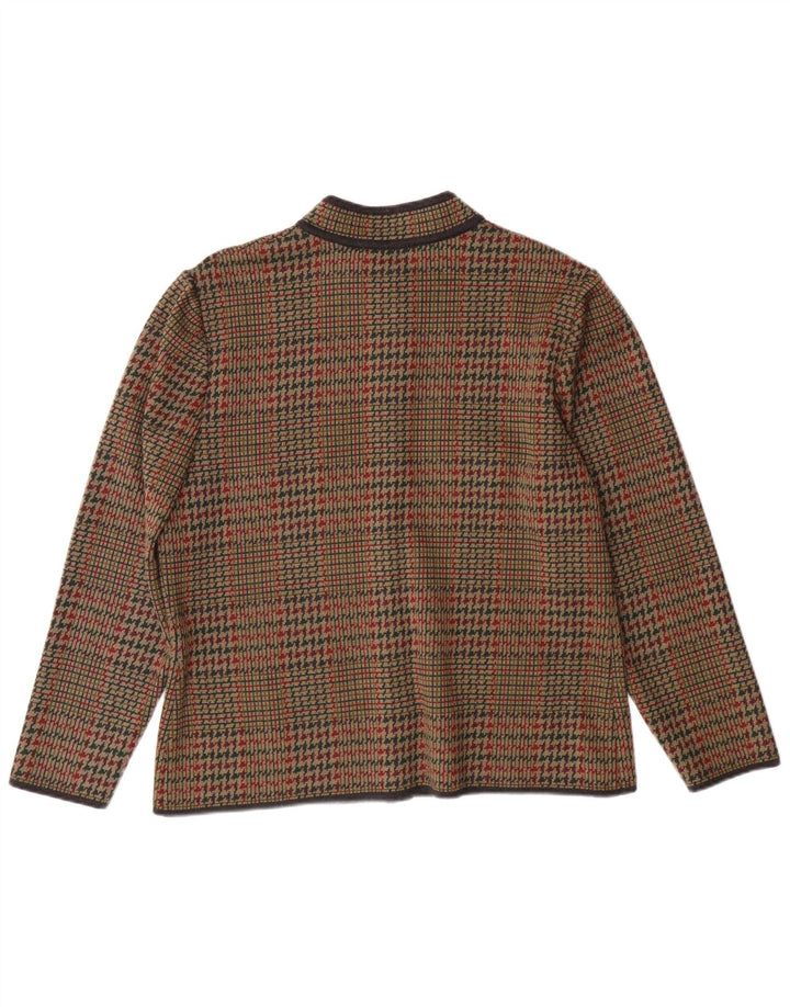 STIZZOLI Womens 6 Button Knit Blazer Jacket IT 48 XL Brown Houndstooth