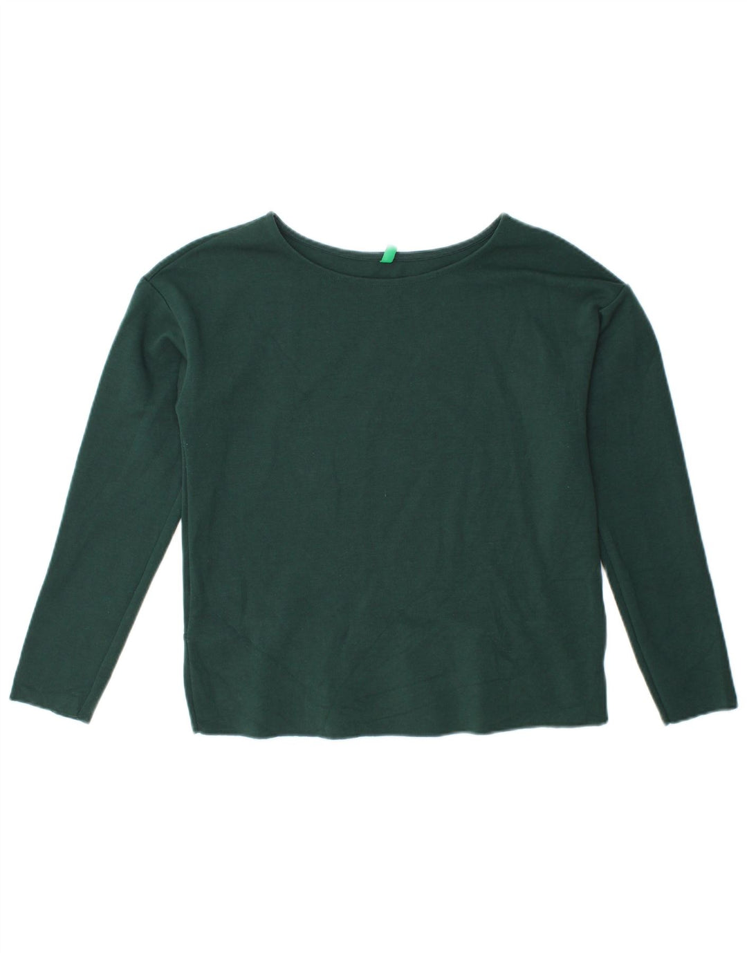 BENETTON Womens Crop Top Long Sleeve UK 12 Medium Green