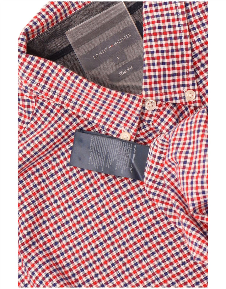 Tommy Hilfiger Mens Slim Fit Shirt Large Multicoloured Gingham Cotton