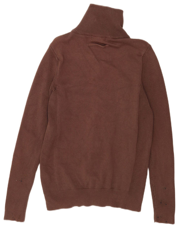Zara Mens Cardigan Sweater Large Brown Cotton