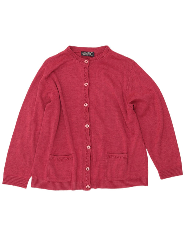CASTLE OF IRELAND Womens Cardigan Sweater UK 16 Large Pink Wool