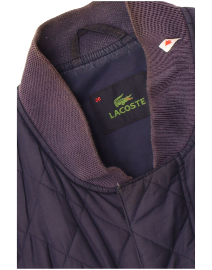 Lacoste Mens Quilted Jacket IT 56 3XL Navy Blue Polyester
