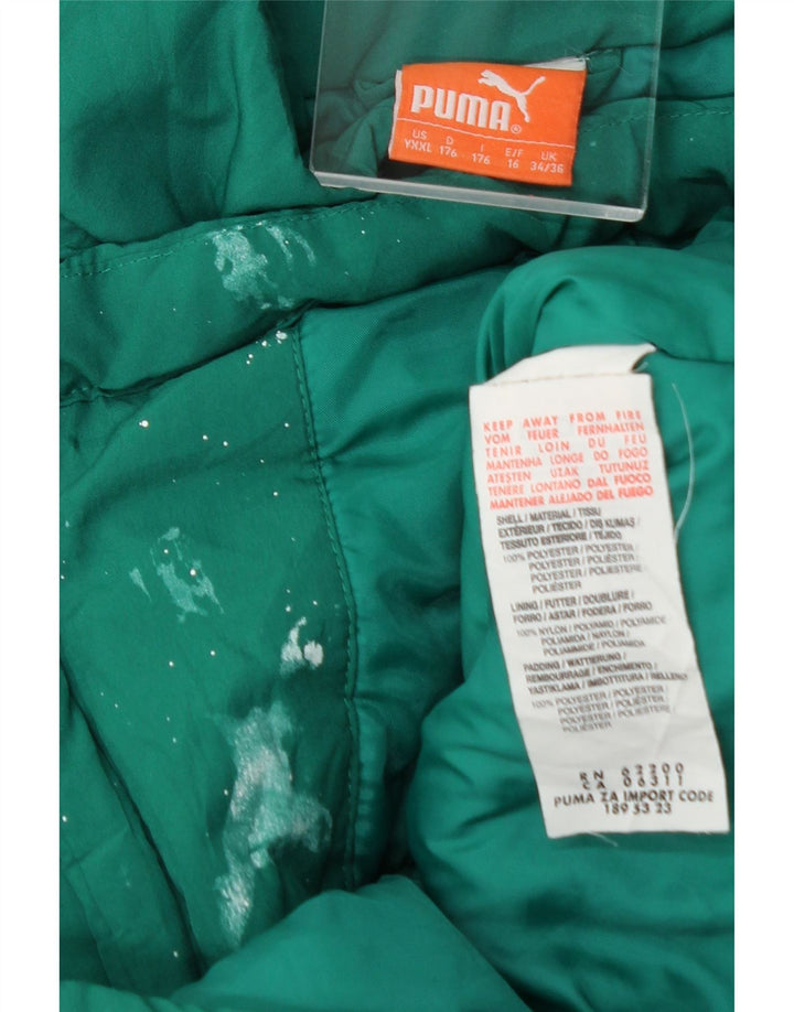 PUMA Boys Windbreaker Jacket 15-16 Years Green Colourblock Polyester Vintage Puma and Second-Hand Puma from Messina Hembry 