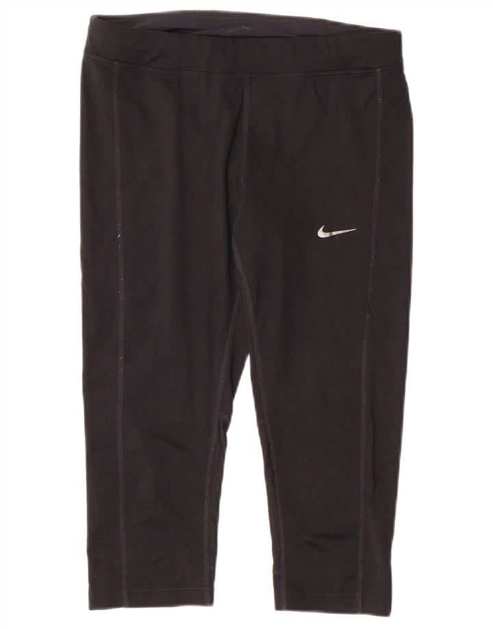 Nike Womens Dri Fit Capri Leggings UK 10 Small Black Polyester Sports