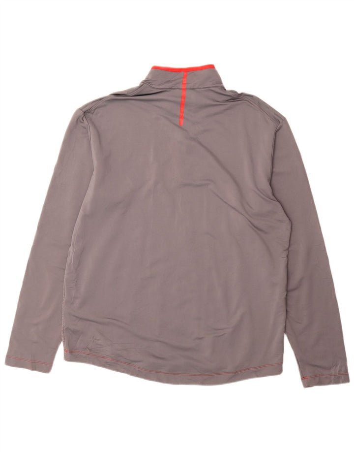 Nike Mens Dri Fit Zip Neck Pullover Tracksuit Top Large Grey Striped