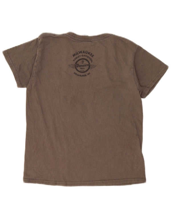 Harley Davidson Womens Graphic T-Shirt Top UK 10 Small Grey Cotton